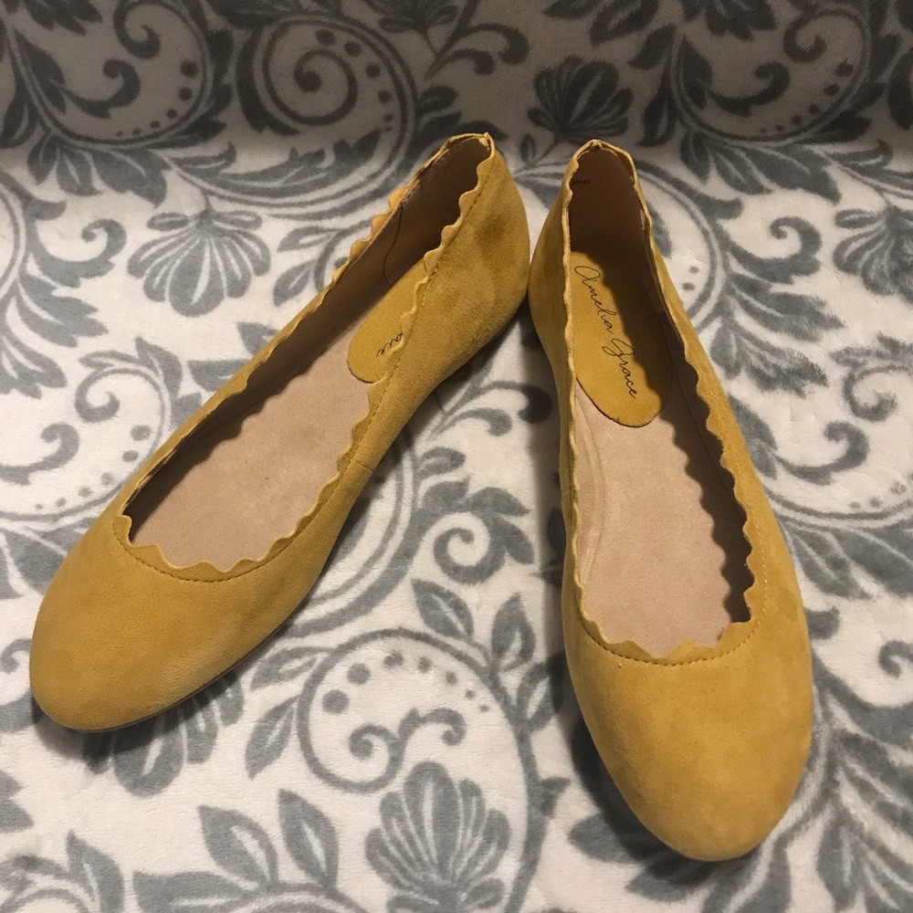 Amelia Grace Mustard Yellow Dressy Flats